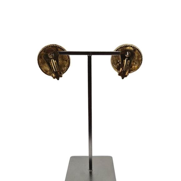 Vintage Amethyst Glass Cabochon Clip-Ons - Picture 4 of 6